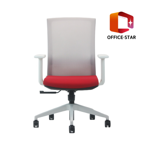 일본정품브랜드 OFFICE . STAR ENE-X 사무용 의자 회의실용 학생용 컴퓨터 메쉬 체어, 흰색 + 회색 + 빨간색