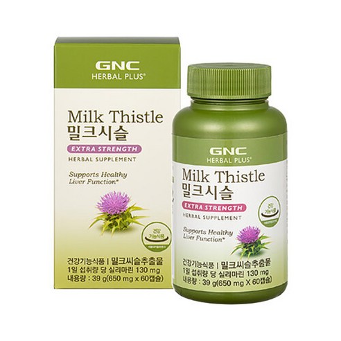 GNC 밀크씨슬 실리마린 600mg 30대 직장인 지엔씨 밀크시슬 시리마린 위드 B 컴플렉스 콤플렉스 20대 남성 잦은 술자리 50대 중년 피로회복 비타민 식물성 캡슐 1300, 1개, 60정