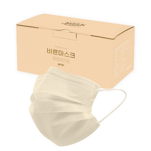 고르고 바른 일회용 마스크 성인용, 50매, 1개, 베이지