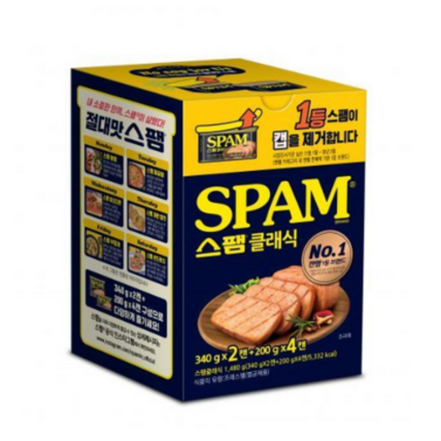 스팸 클래식 340g x 2p + 200g x 4p, 1.48kg, 1세트