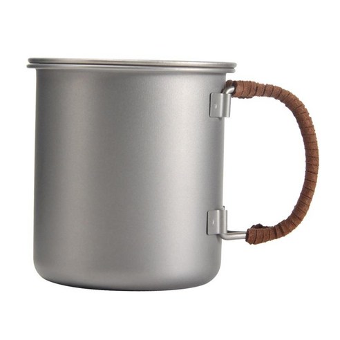 티타늄 컵 접이식 손잡이 모히토 차 음료 요리 용 우유 커피 잔, 티탄, 90x80x95mm., 티탄