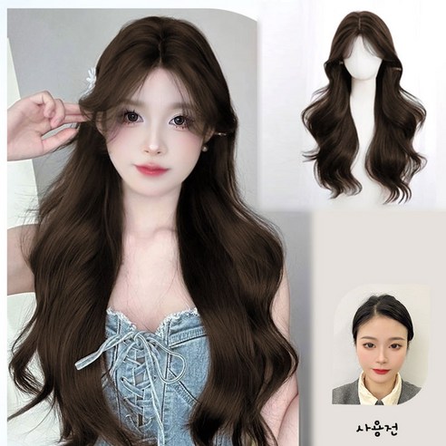 뷰티레벤 자연스러운 여신 긴머리 통가발 롱 웨이브가발, 1개, 브라운