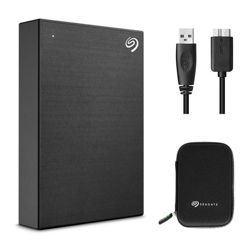 씨게이트 ONE TOUCH HDD 외장하드 + 파우치, 블랙, 4TB