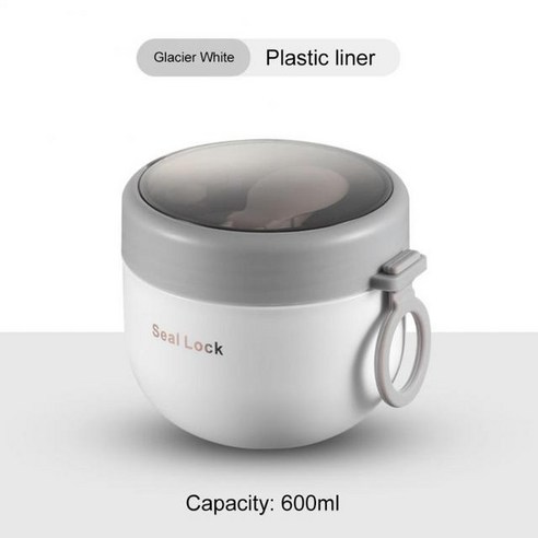전자레인지 가열 절연 수프 보온 용기 식품 마시는 컵 귀여운 모양 과열 방지 낙하 단열 1 개, white  plastic+600ML+AS show