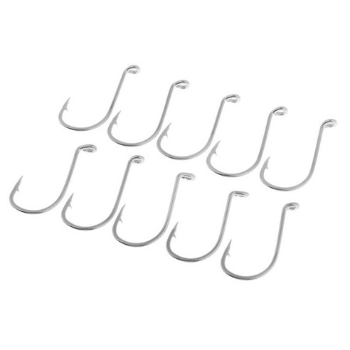 10Pcs 스틸 낚시 후크 오프셋 후크 낙지 게 후크 Fishhook 서클 후크, 실버, 스테인레스 스틸