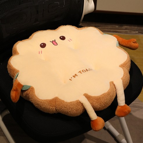 정빈모니 푹신한 편안한 귀여운 토스트 쿠션 방석, 원형귀여운표정
