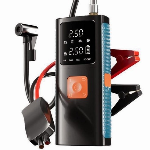 ZOZOFO 점프스타터 에어펌프 긴급시동 보조배터리 12V 휴대용 공기주입기 8000, 8000mAh, 1세트