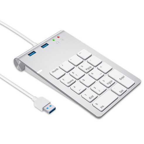 Xzante USB3.0 + 3.5Mm 오디오 인터페이스 허브가있는 USB 숫자 키패드 다기능 회계 재무 계산기 소형 키보드, 실버 화이트, ABS + 금속