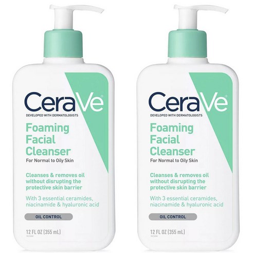 세라비 포밍 페이셜 클렌저 오일 컨트롤 노멀 투 오일리 스킨, 355ml, 2개