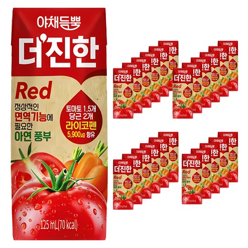 롯데칠성음료 야채듬뿍 더진한 레드, 125ml, 48개