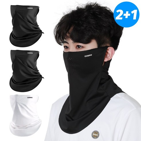 오제로 자외선 차단 햇빛 가리개 쿨 스포츠 골프 마스크1+1+1, 블랙+블랙+화이트, 1세트