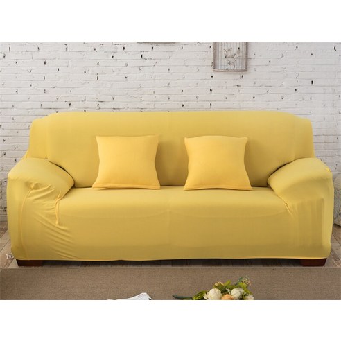 [XIG] Housmife 단색 소파 커버 거실 소파 커버 코너 소파 커버 Slipcover Chair Protector 1/2/3/4 인승, 1Pc 145-185Cm, 옐로우