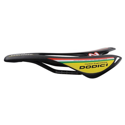 Dodici Ultralight 전체 탄소 섬유 중공 쿠션 3K 무광택 도로 산악 자전거 안장 270x143mm, 하나, 노란색 가장자리