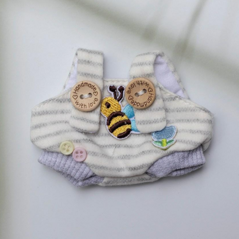 줄무늬 멜빵바지 (10cm 15cm 인형옷 모루인형 옷 그로밋 솜인형 의상 꾸미기), 오리, 1개