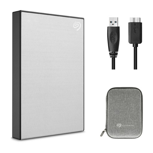 씨게이트 ONE TOUCH HDD 외장하드 + 파우치, 실버, 2TB
