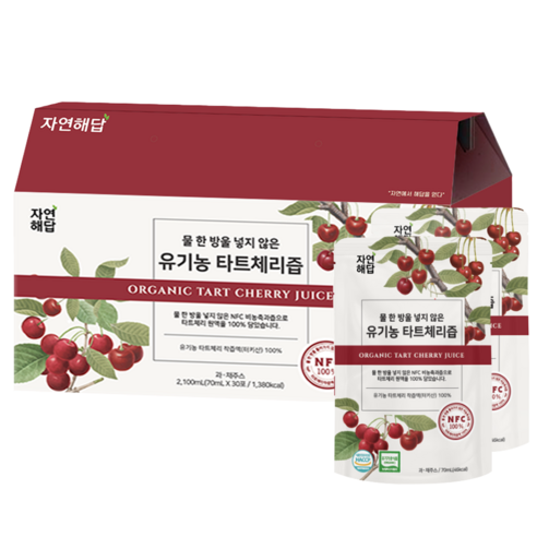 자연해답 유기농 타트체리 주스 NFC 착즙 원액 70mL x 30포, 2100ml, 3개