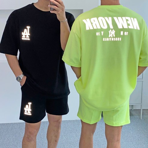 간빠레 A&a;NY 스카치 네온형광 반팔 반바지 트레이닝복  리뷰 후기