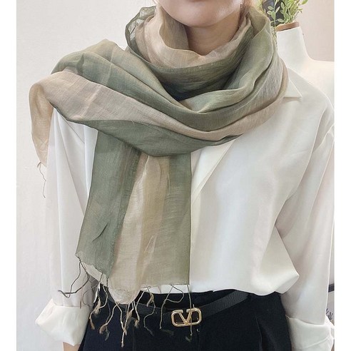 [미스블혹] 실크 투톤 무지 광택나는 롱 머플러