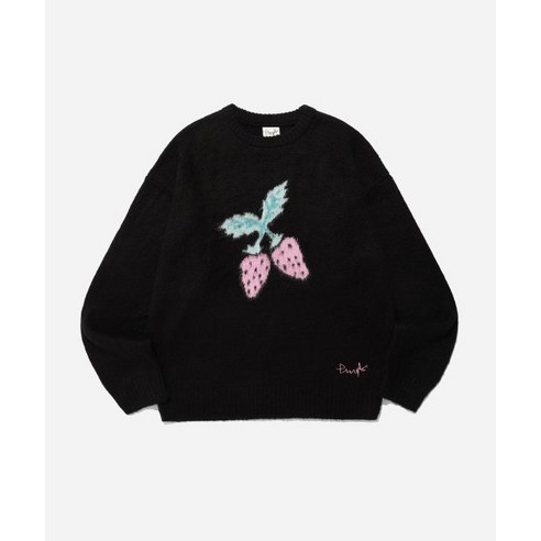 PHYSICAL EDUCATION DEPARTMENT 피지컬 에듀케이션 디파트먼트 PHYPS® BRUS 루스HED STRAWBERRY JACQUARD KNIT BLACK 1447