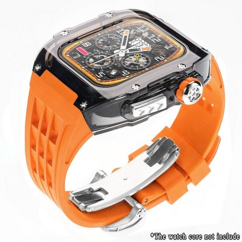 애플워치리차드밀 애플워치일체형스트랩 Apple Watch Ultra 49mm 케이스 수정 키트 불소 고무 시계 밴드 IWatch Series 8 7 6 5 4 SE 금속 버클, 30.OBTr-S – 49mm-Fluororubber Best Top5