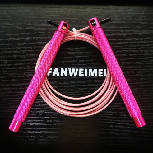 빠른 속도 2.5mm 직경 3M 점프 스킵 로프 RPM 모양 알루미늄 피트니스 도구 볼 베어링 포함, 하나, HOTPINKWITHBAG