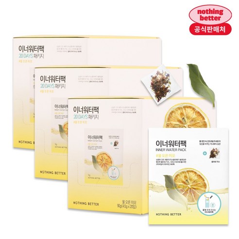 이너워터팩 물오른미모 낫띵베럴 대용량 건조과일칩, 4.5g, 3개, 20개입