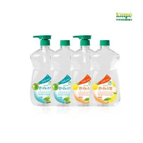 [은나노스텝] [알뜰리필세트] 시즌3 주방세제 1100ml 4개(사과향2 레몬향2)+펌프, 상세 설명 참조, 상세 설명 참조