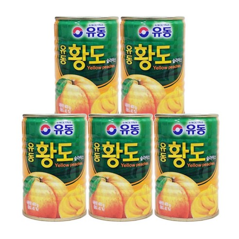 유동 황도 슬라이스 400g 과일 통조림 캔, 5개