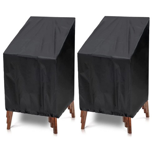 노 브랜드 2Pcs 파티오 의자 커버, 검은 색