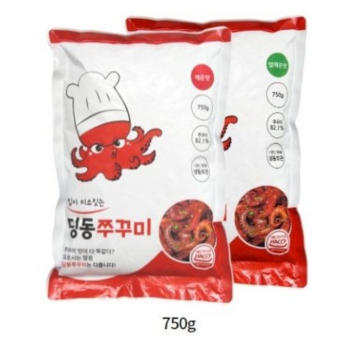 [딩동쭈꾸미] 맛있게 매운 양념 쭈꾸미볶음 간편조리 캠핑, 1개, 500g, 매운맛1개+덜매운맛1개