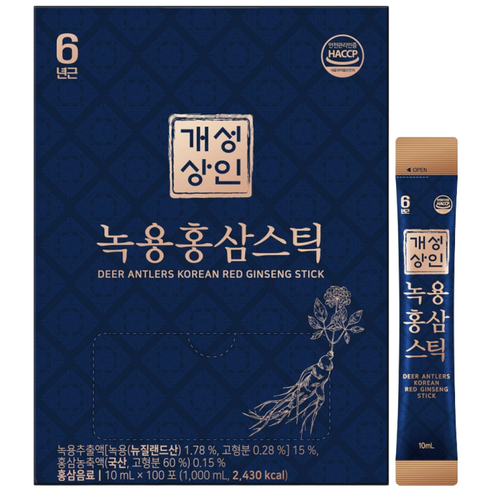 개성상인 실속형 대용량 녹용홍삼스틱 10ml x 100포 /전용쇼핑백, 1L, 1박스