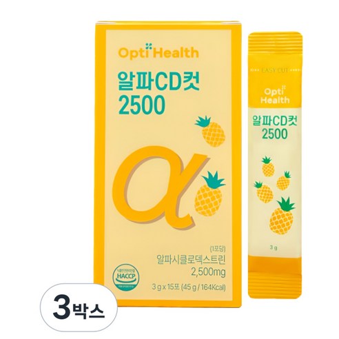 옵티헬스 식약처인증 알파CD 알파씨디 브로멜라인 브로멜린 파인애플 효소 2500 컷, 3박스, 15회분