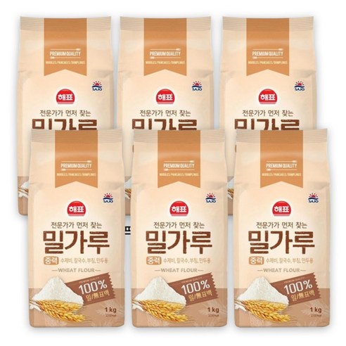 해표 밀가루 중력분 1kg 6개