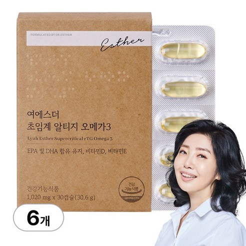 [본사직영] 여에스더 초임계 알티지 오메가3 1020mg 국민영양 프로젝트, 30정, 6박스