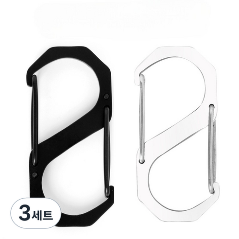 트렌디포 고강도 스탠 S형 카라비너 다용도 캠핑 원터치 잠금고리, 3세트, 1단, 4cm 실버(4개)