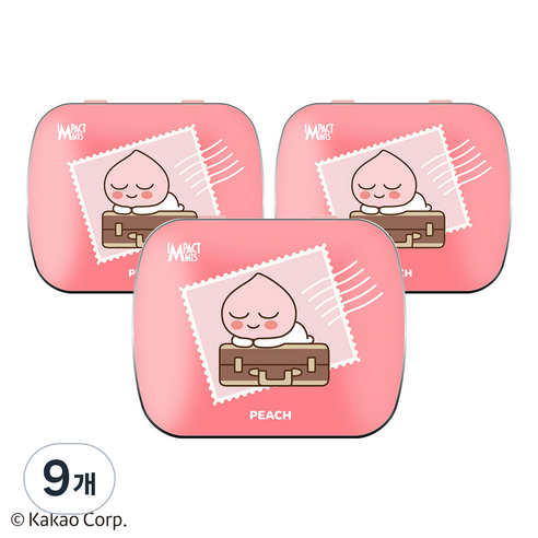 카카오 프렌즈 민트 캔디 복숭아 임팩트 무설탕 사탕, 15g, 9개