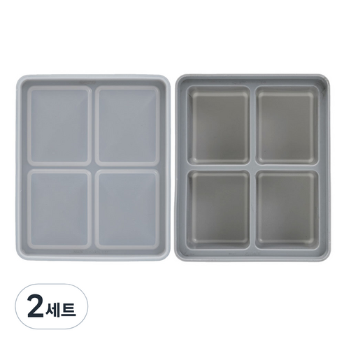 네오실리 국산 프리미엄 실리콘 이유식 채소 냉동틀 아이스트레이, 2세트, 그레이+그레이