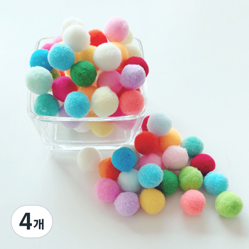 컬러 믹스 폼폼이 뿅뿅이 칼라솜 솜방울 10mm-30mm, 30미리*2봉, 4개, 베이직