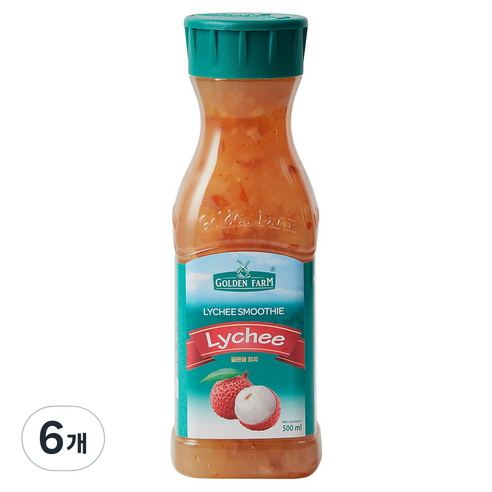 골든팜 리치 과일청, 500ml, 6개