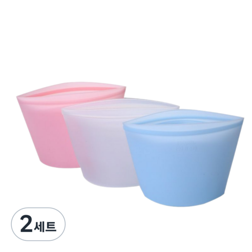 예인 전자레인지용 밀폐 실리콘 지퍼백 3종 세트, 블루 500ml+1000ml+1500ml, 2세트