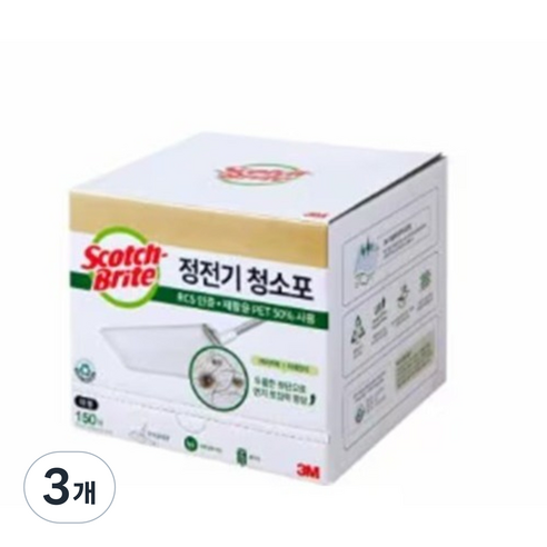 스카치브라이트 대용량 미세먼지 정전기 청소포 대형, 3개