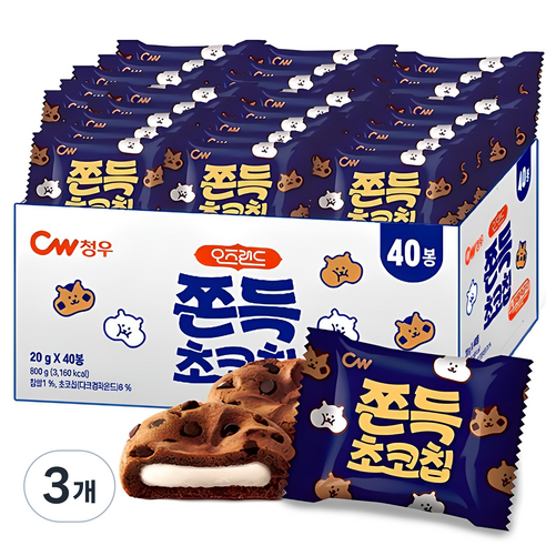 청우 오즈랜드 쫀득초코칩, 800g, 3개