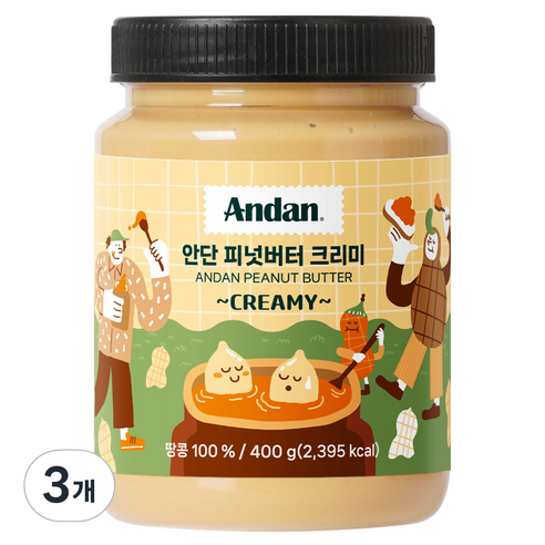 안단 피넛버터 크리미 100%, 400g, 3개