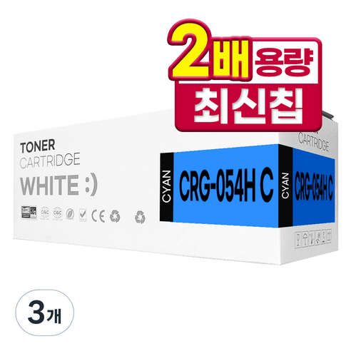 캐논 CRG-054 / CRG-054H 대용량 호환 토너 MF643CDW MF645CX MF641CW LBP621CW LBP623CDW, 3개, CRG-054H 대용량 파랑