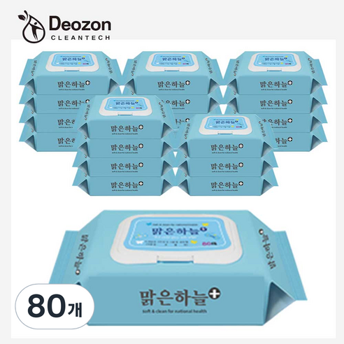 밁은하늘플러스 물티슈 캡형 1억2천만팩 판매, 80개, 80매, 40g