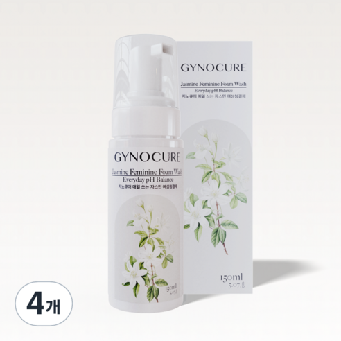 GYNOCURE 지노큐어 매일 쓰는 자스민 여성청결제 약산성 저자극 산부인과 판매용, 4개, 150ml