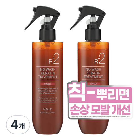 라입 R2 노워시 트리트먼트 러블리, 250ml, 4개