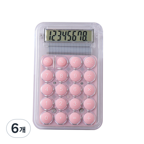 롤링페이퍼 휴대용 고화질 투명 미니 계산기, 6개, 딸기우유