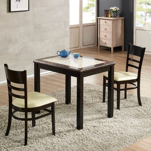 루쏘퍼니쳐 [특가] 라미 2인 대리석식탁 세트 2인용 식탁 대리석식탁세트 대리석식탁 식탁세트, 월넛