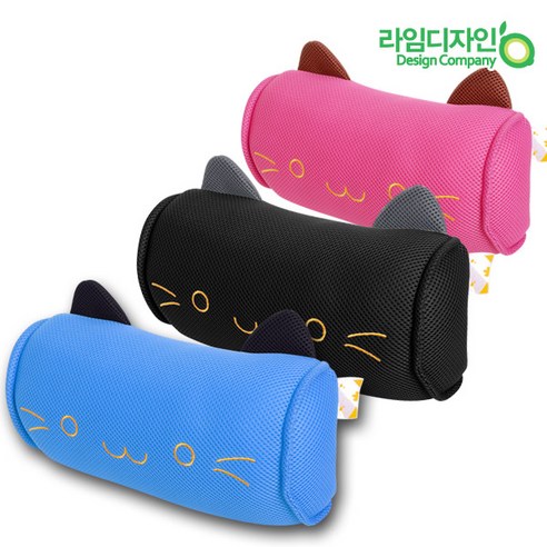 라임디자인 미네코 차량용 매쉬 목쿠션, 블랙, 1개